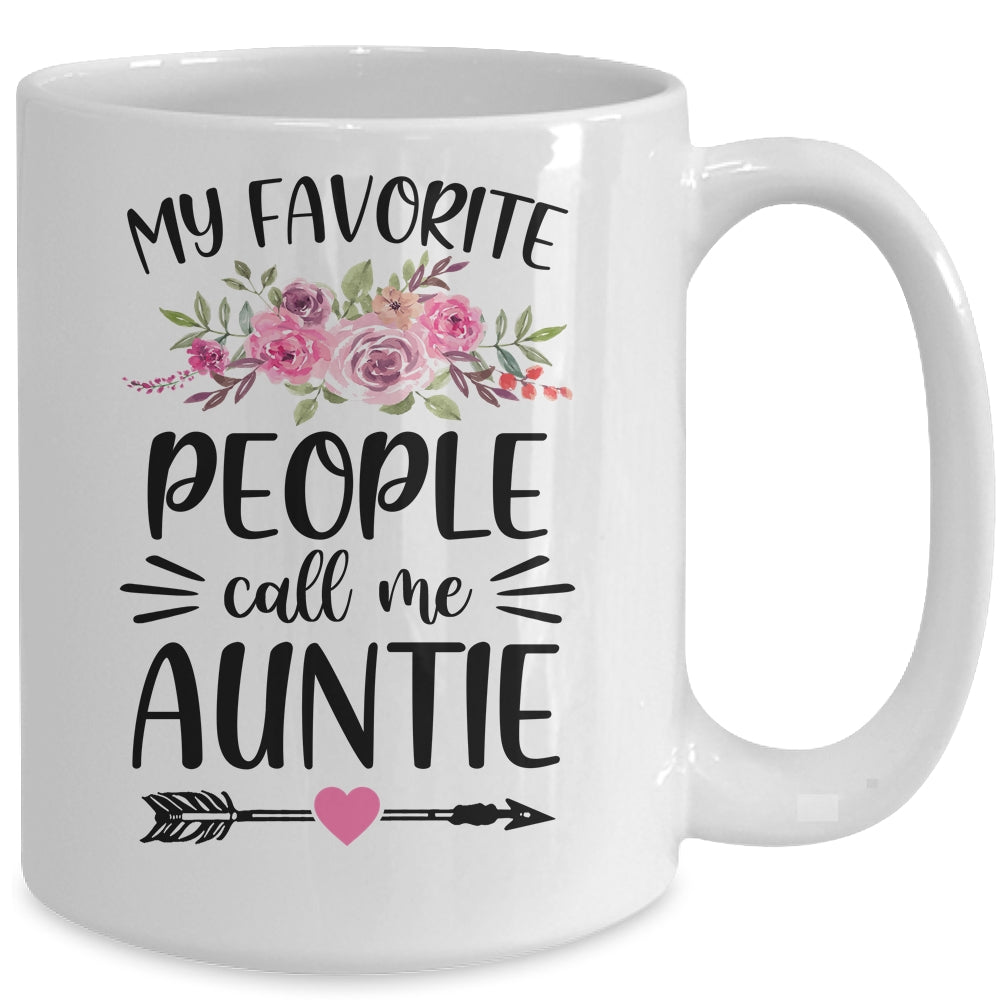 My Favorite People Call Me Auntie Mother's Day Floral Mug | siriusteestore