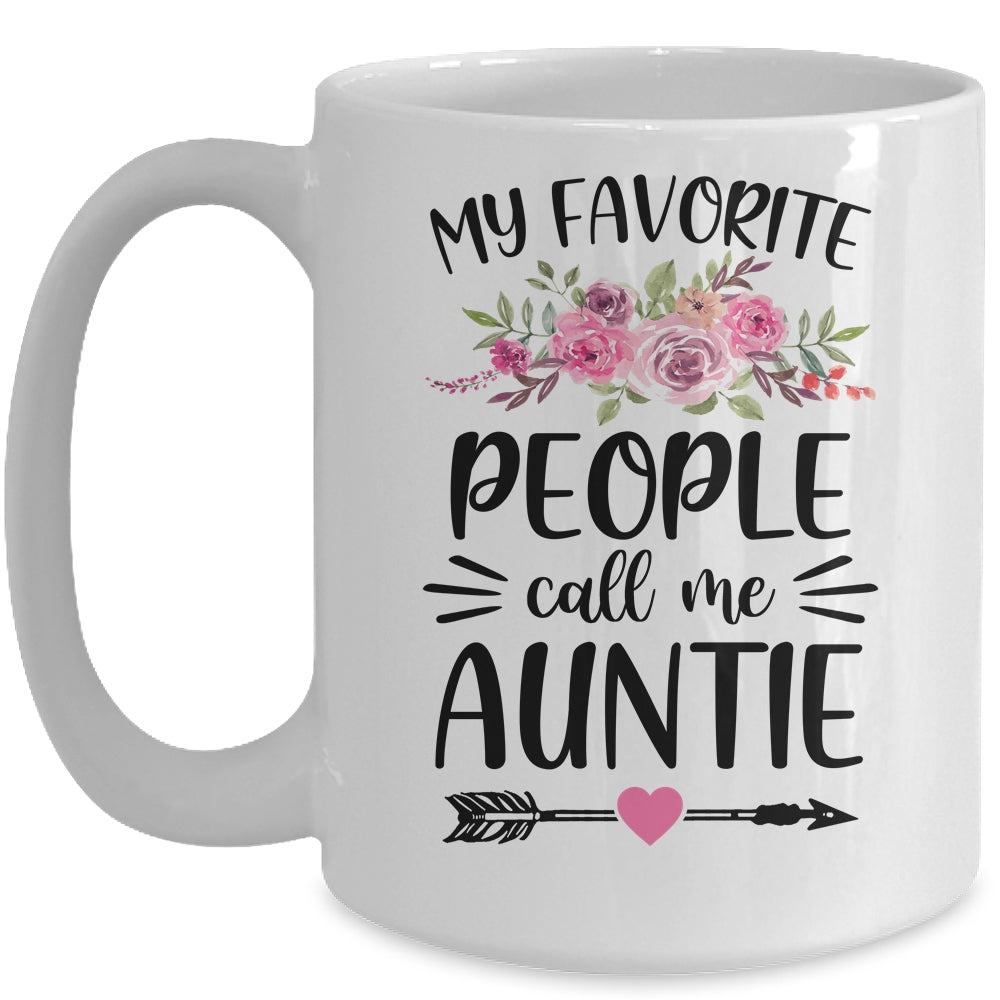 My Favorite People Call Me Auntie Mother's Day Floral Mug | siriusteestore