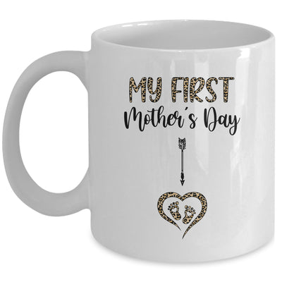 My First Mothers Day Mom Leopard Pregnancy Announcement Mug | siriusteestore