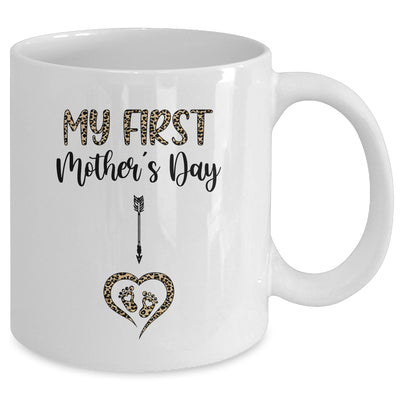 My First Mothers Day Mom Leopard Pregnancy Announcement Mug | siriusteestore