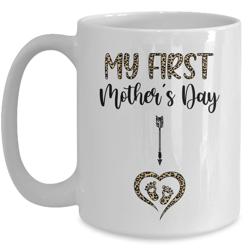 My First Mothers Day Mom Leopard Pregnancy Announcement Mug | siriusteestore