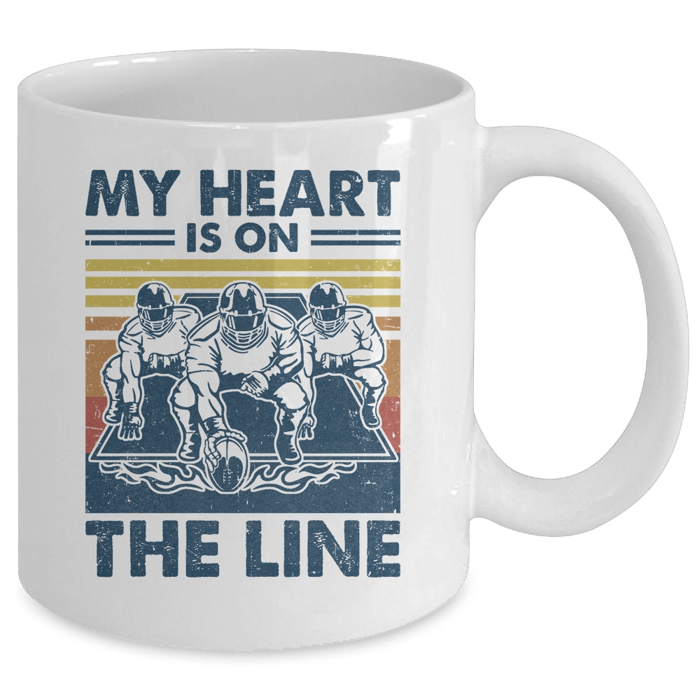 My Heart Is On The Line Offensive Lineman Vintage Football Mug | siriusteestore