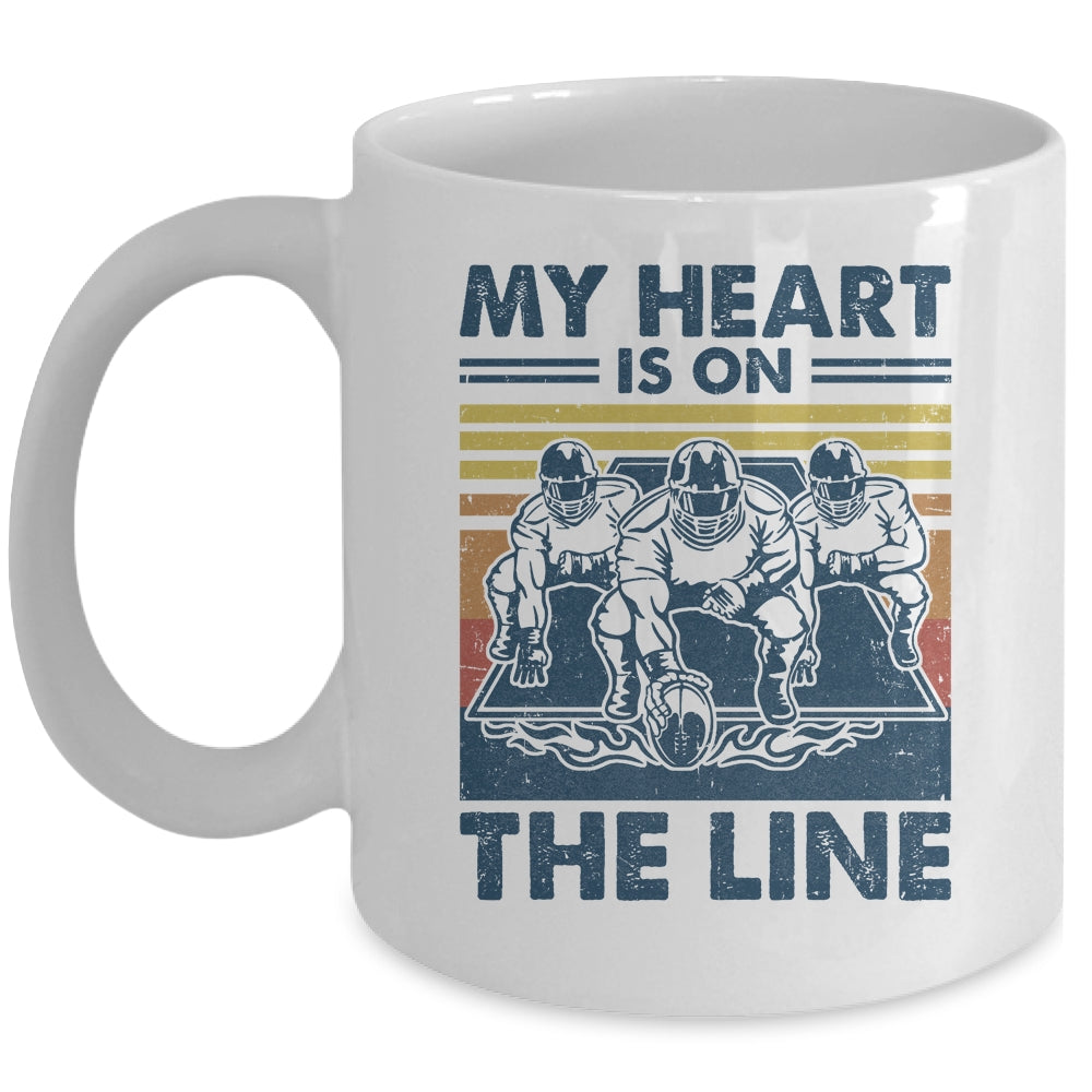 My Heart Is On The Line Offensive Lineman Vintage Football Mug | siriusteestore