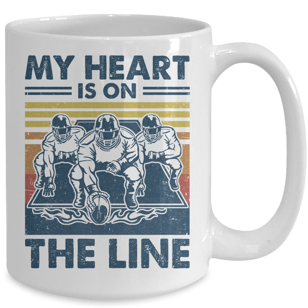My Heart Is On The Line Offensive Lineman Vintage Football Mug | siriusteestore