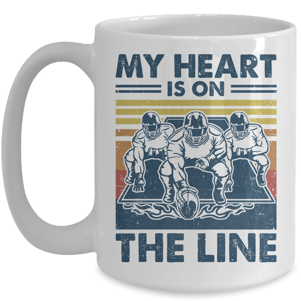 My Heart Is On The Line Offensive Lineman Vintage Football Mug | siriusteestore