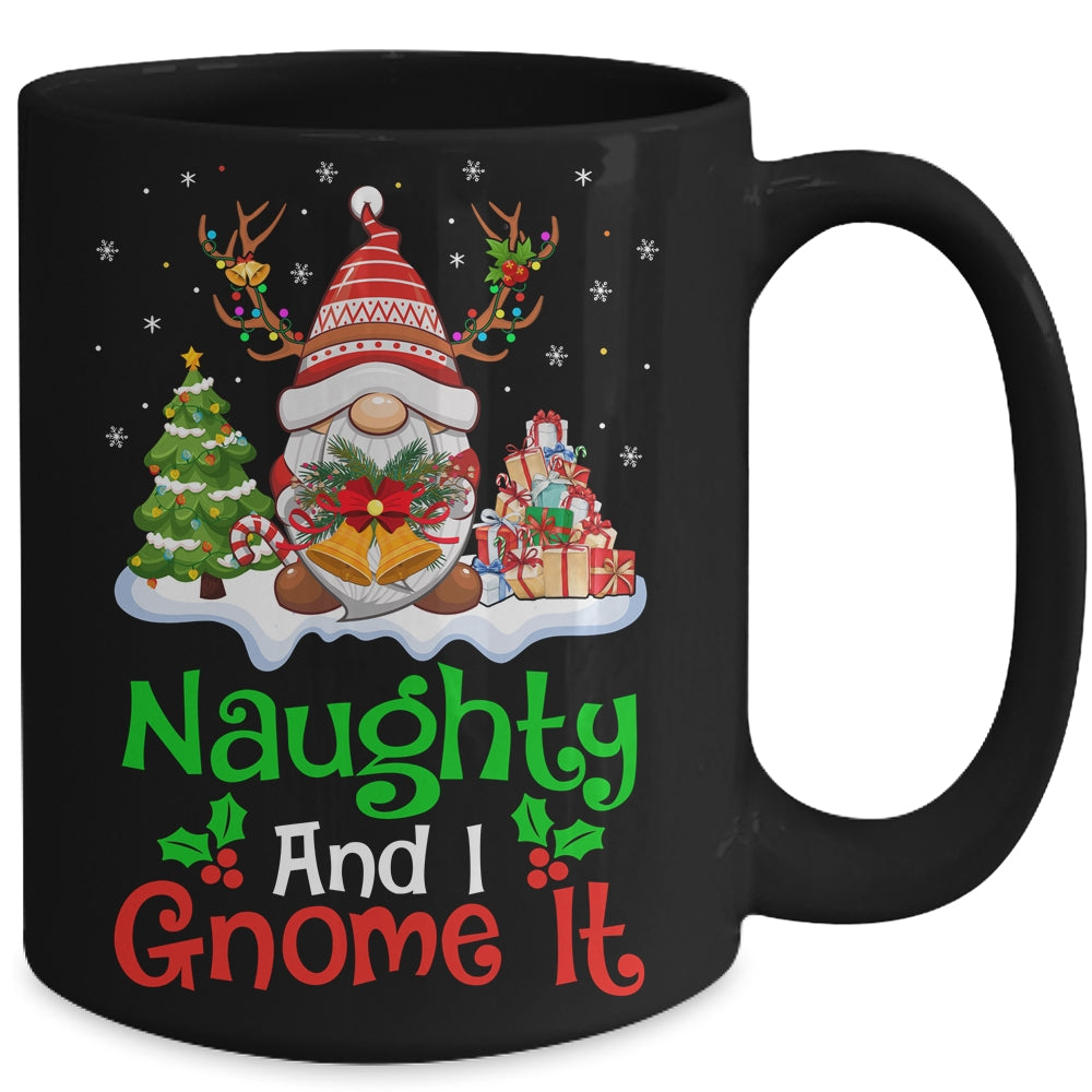 Naughty And I Gnome It Funny Gnome Christmas Family Mug | siriusteestore