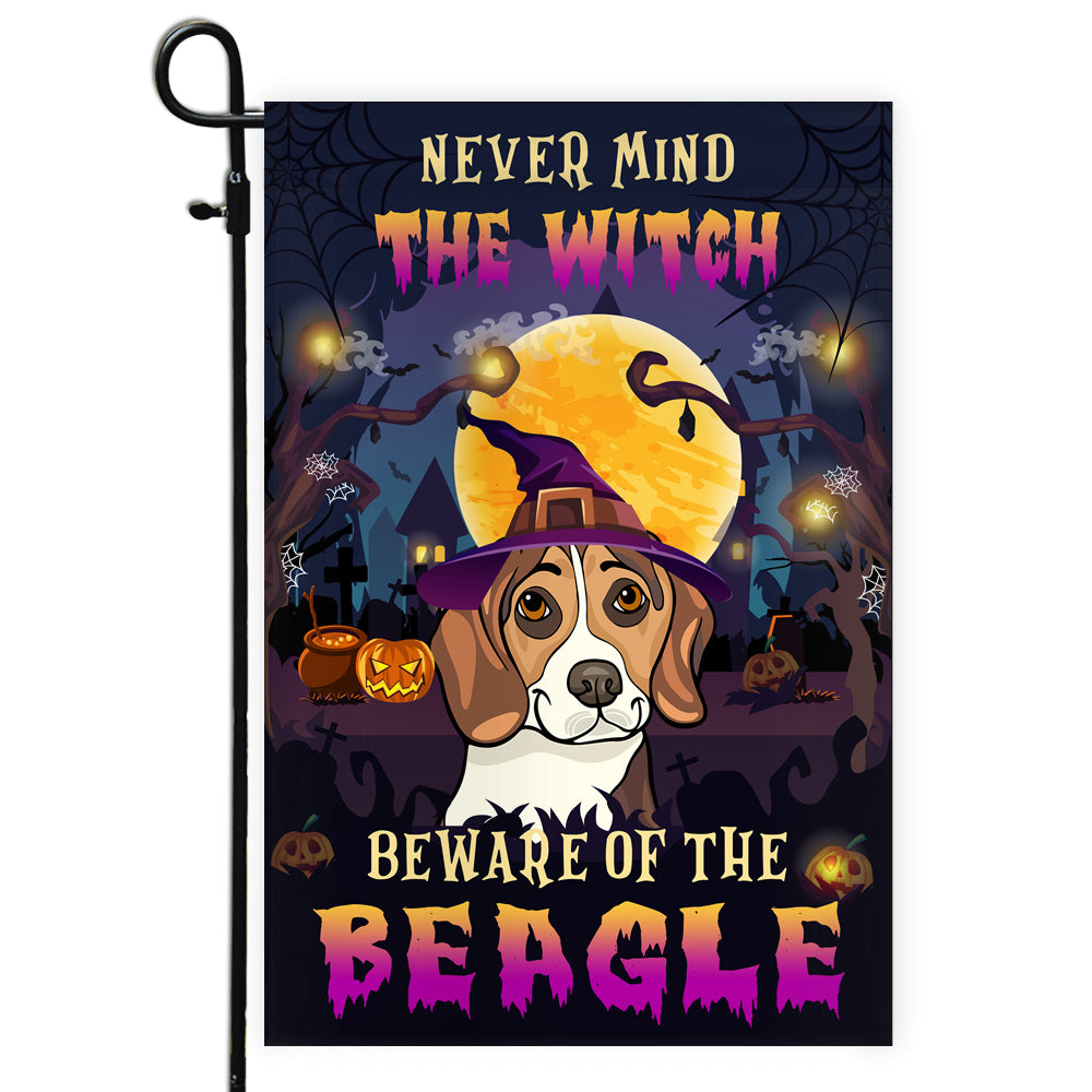 Never Mind The Witch Beware Of The Beagle Flag Funny Halloween For Dog Lovers | siriusteestore