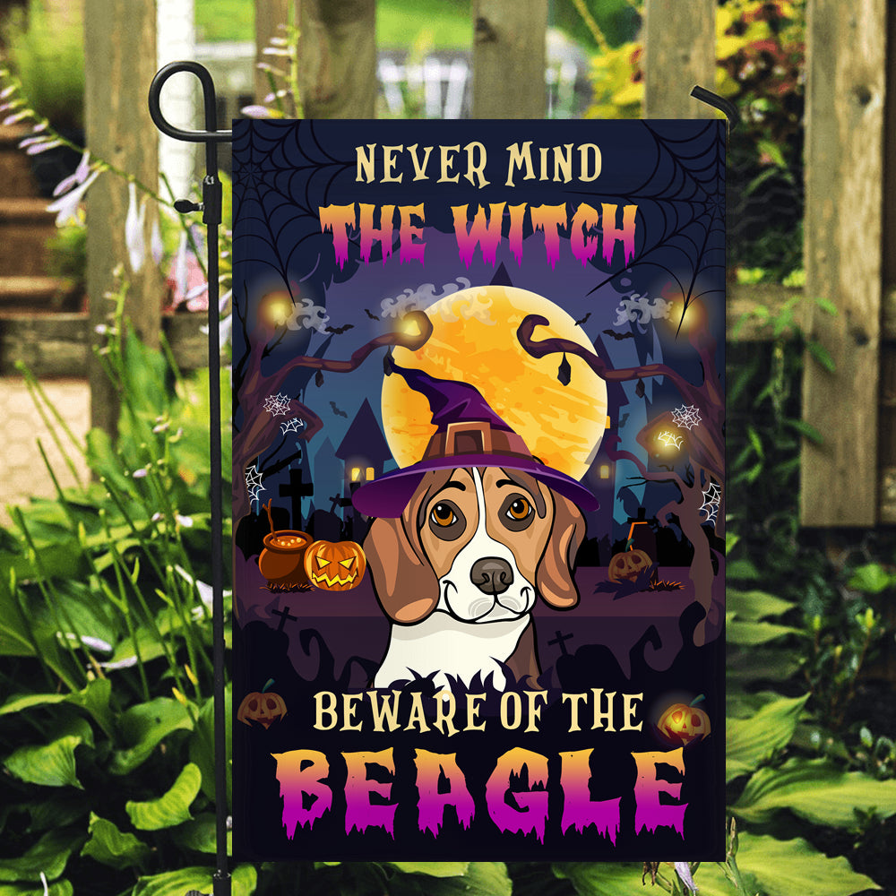Never Mind The Witch Beware Of The Beagle Flag Funny Halloween For Dog Lovers | siriusteestore