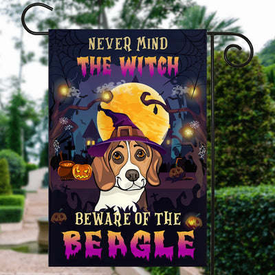 Never Mind The Witch Beware Of The Beagle Flag Funny Halloween For Dog Lovers | siriusteestore