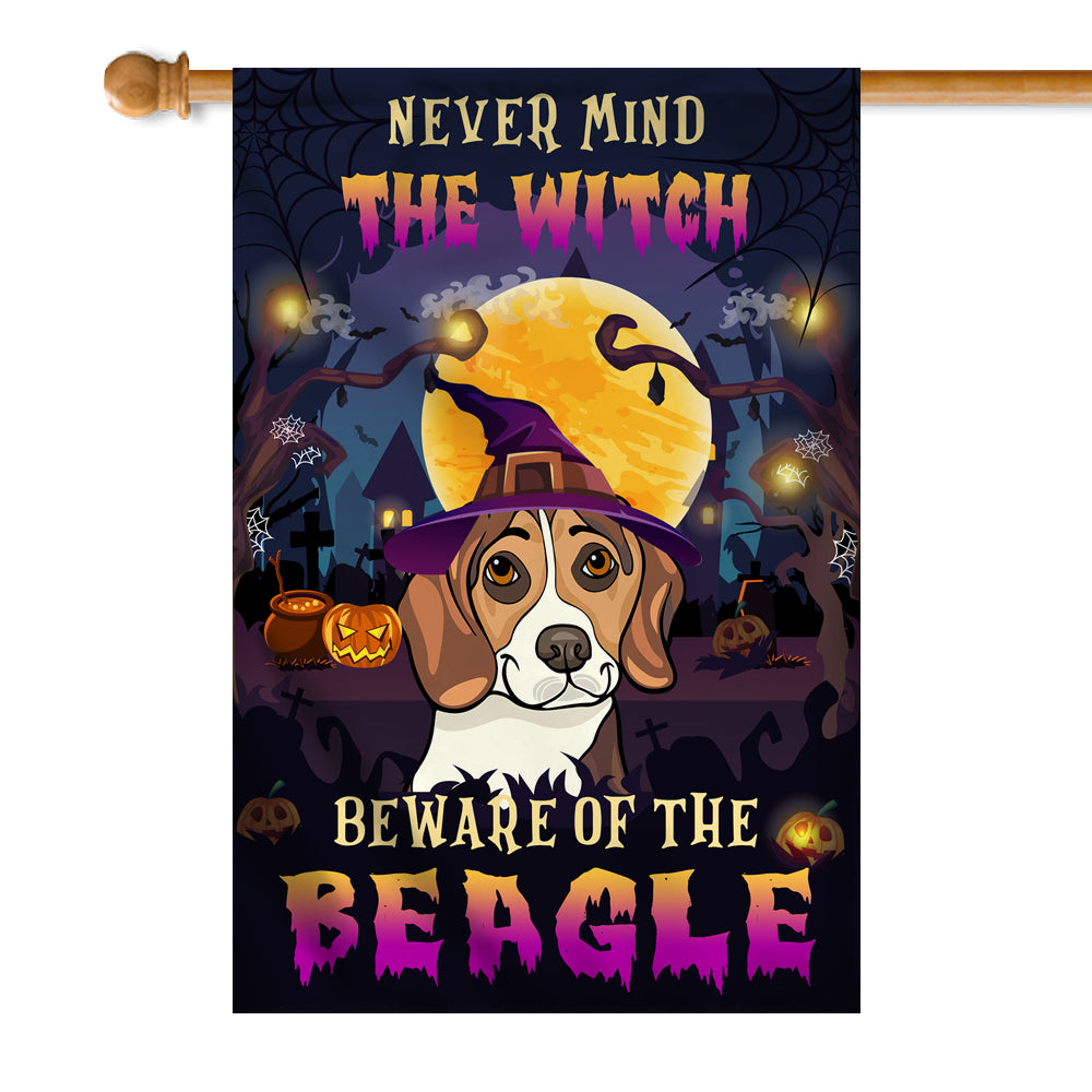 Never Mind The Witch Beware Of The Beagle Flag Funny Halloween For Dog Lovers | siriusteestore