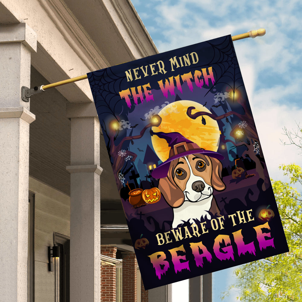 Never Mind The Witch Beware Of The Beagle Flag Funny Halloween For Dog Lovers | siriusteestore