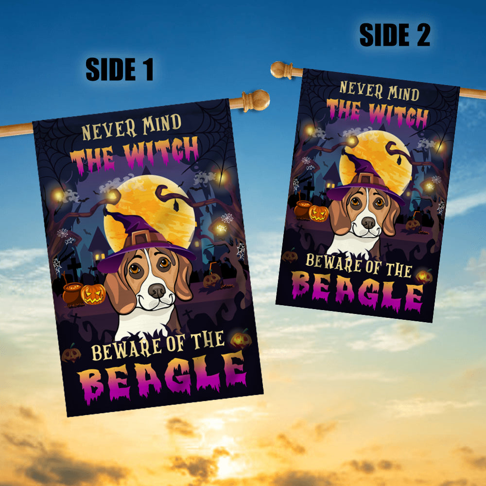 Never Mind The Witch Beware Of The Beagle Flag Funny Halloween For Dog Lovers | siriusteestore