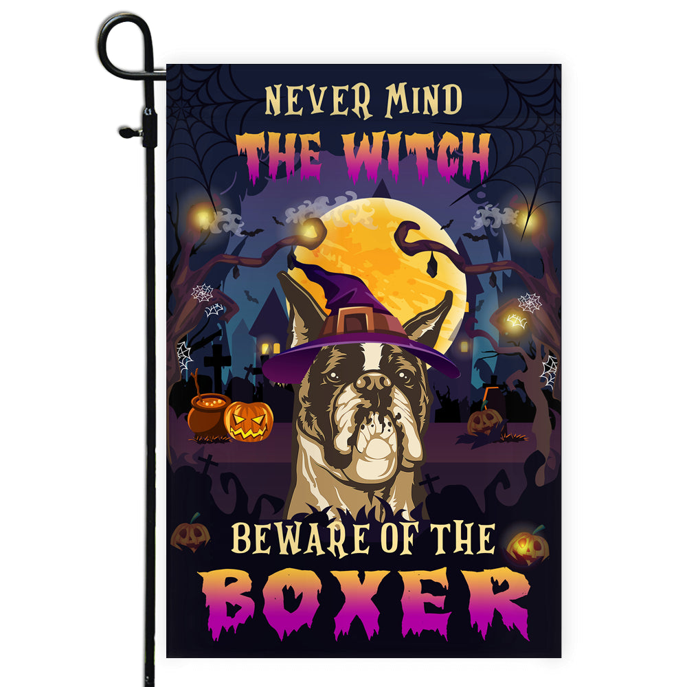 Never Mind The Witch Beware Of The Boxer Flag Funny Halloween For Dog Lovers | siriusteestore