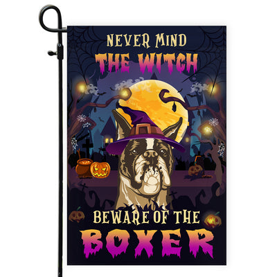Never Mind The Witch Beware Of The Boxer Flag Funny Halloween For Dog Lovers | siriusteestore
