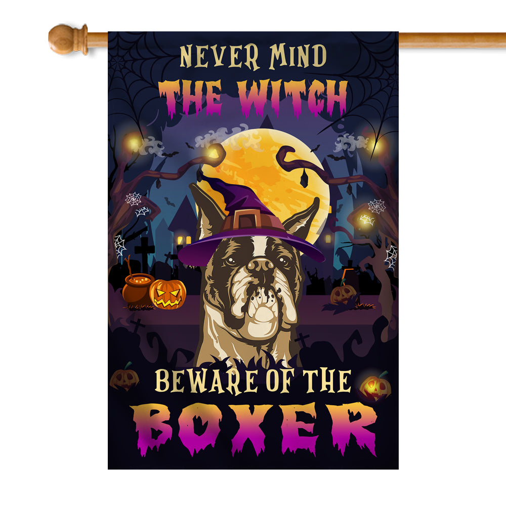 Never Mind The Witch Beware Of The Boxer Flag Funny Halloween For Dog Lovers | siriusteestore