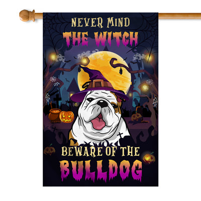 Never Mind The Witch Beware Of The Bulldog Flag Funny Halloween For Dog Lovers | siriusteestore