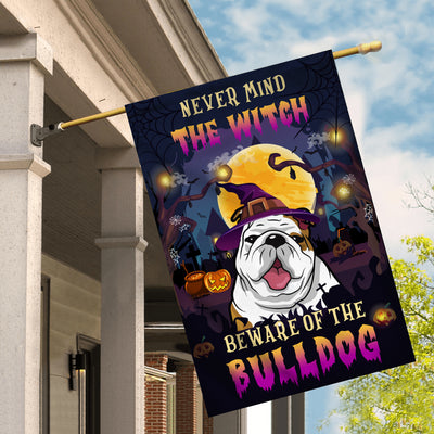 Never Mind The Witch Beware Of The Bulldog Flag Funny Halloween For Dog Lovers | siriusteestore