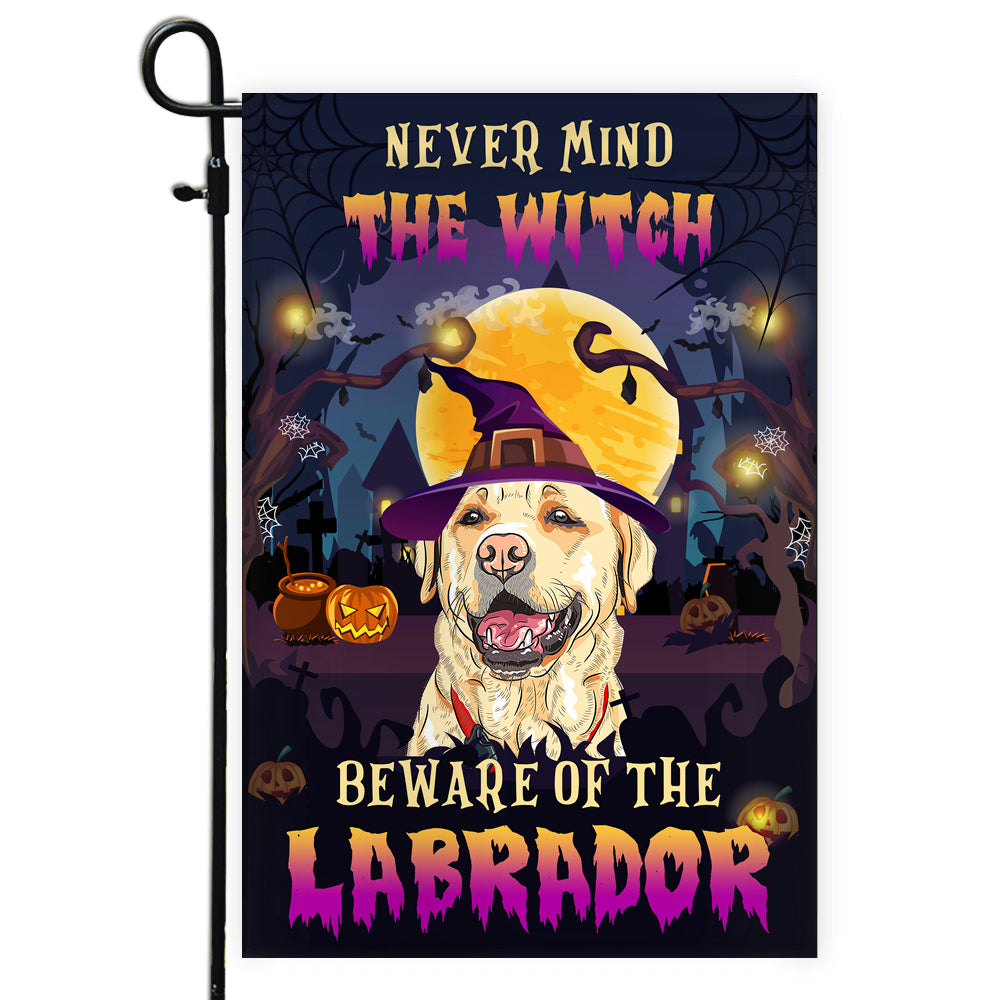 Never Mind The Witch Beware Of The Labrador Flag Funny Halloween For Dog Lovers | siriusteestore