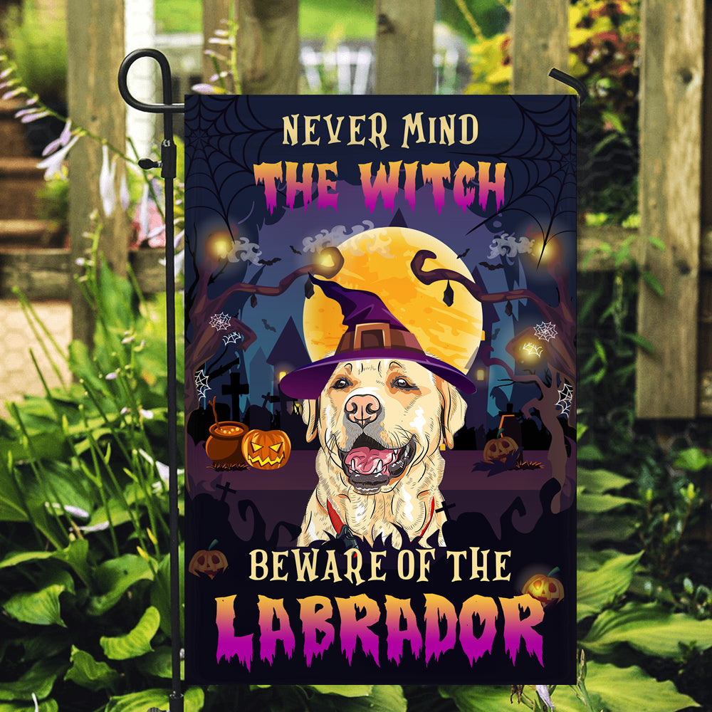 Never Mind The Witch Beware Of The Labrador Flag Funny Halloween For Dog Lovers | siriusteestore