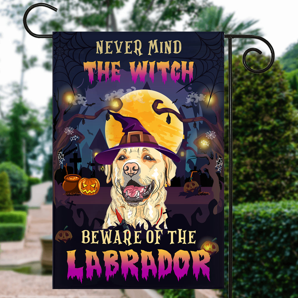 Never Mind The Witch Beware Of The Labrador Flag Funny Halloween For Dog Lovers | siriusteestore