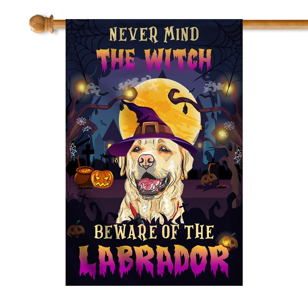 Never Mind The Witch Beware Of The Labrador Flag Funny Halloween For Dog Lovers | siriusteestore