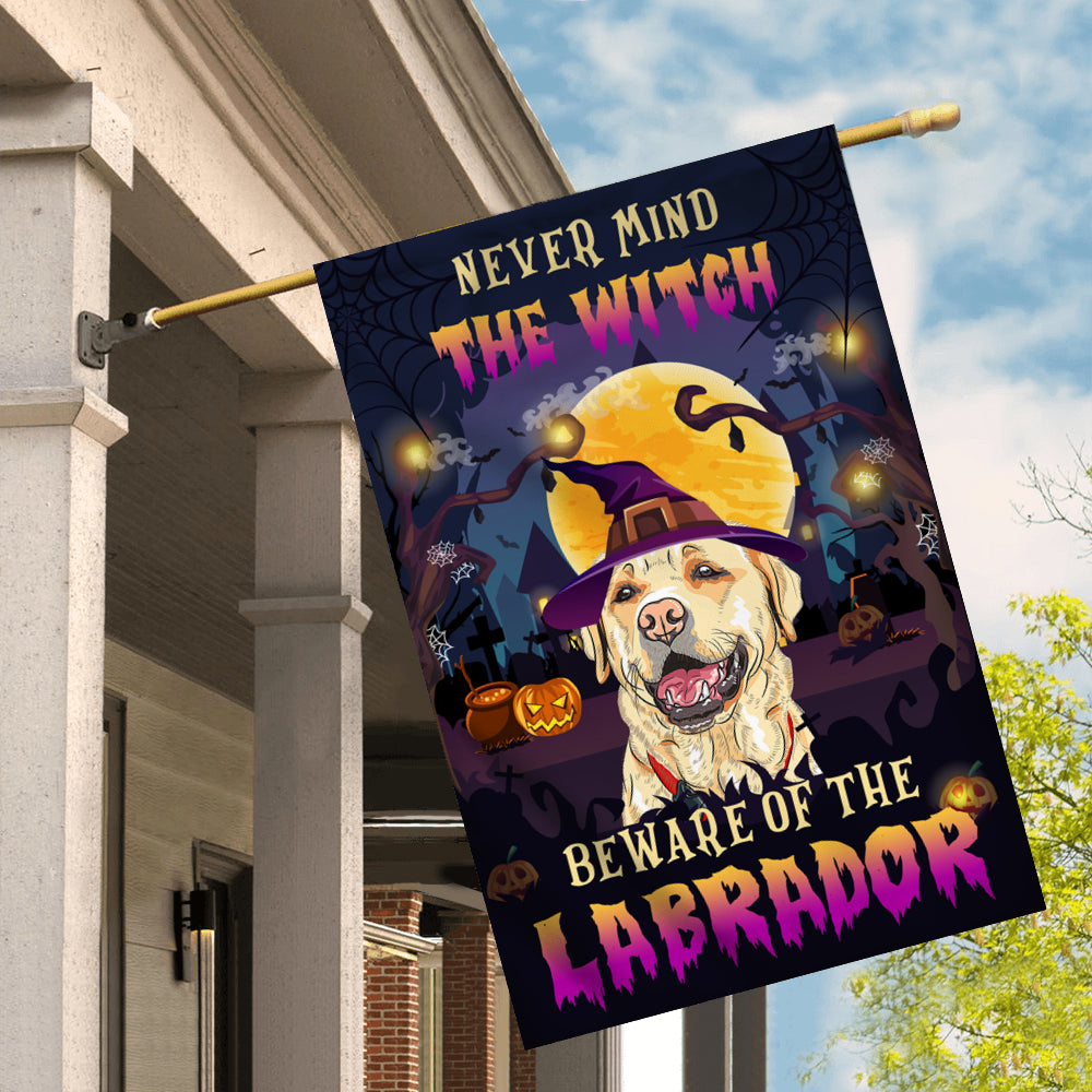 Never Mind The Witch Beware Of The Labrador Flag Funny Halloween For Dog Lovers | siriusteestore