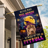 Never Mind The Witch Beware Of The Pitbull Flag Funny Halloween For Dog Lovers | siriusteestore