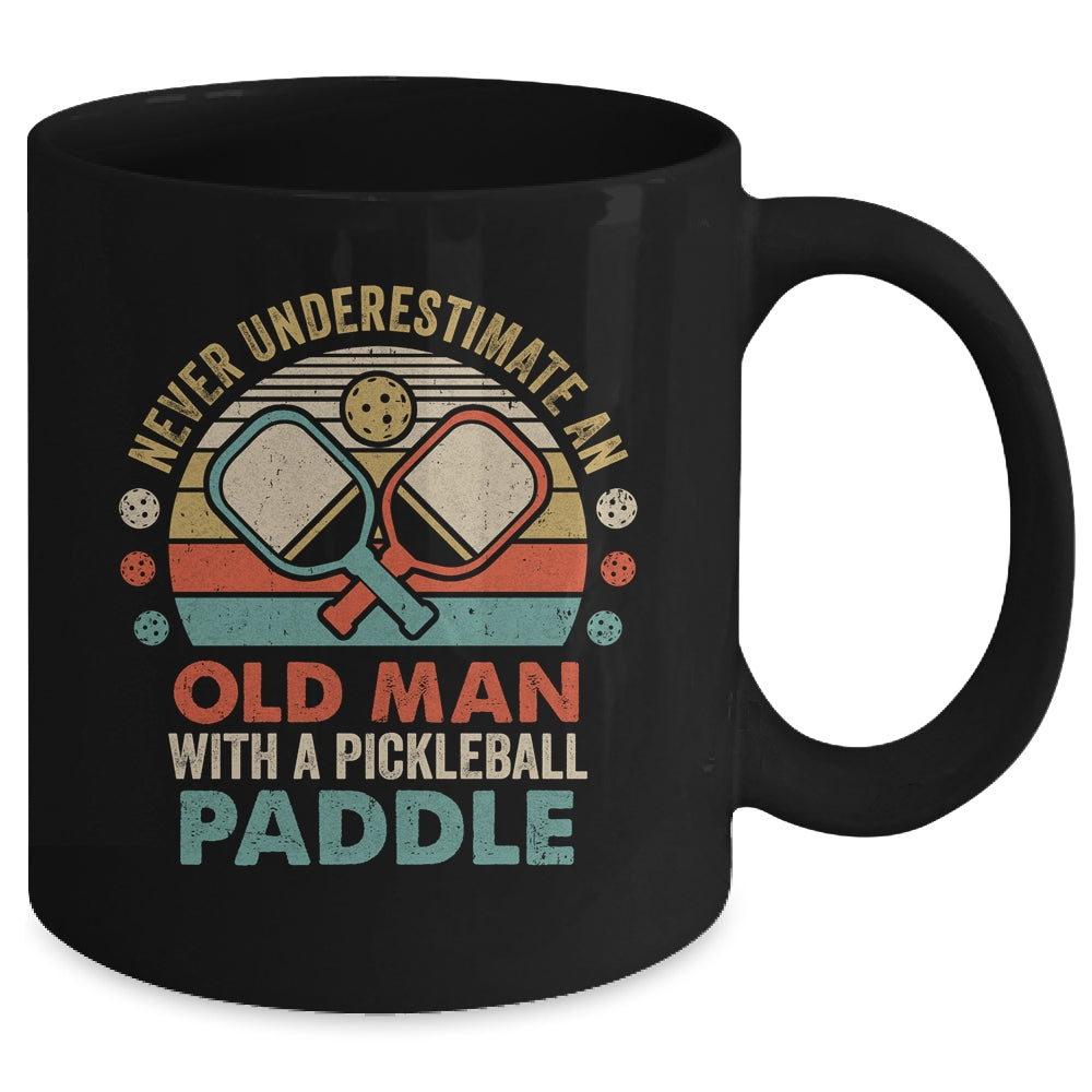 Never Underestimate Old Man With Pickleball Paddle Vintage Mug | siriusteestore