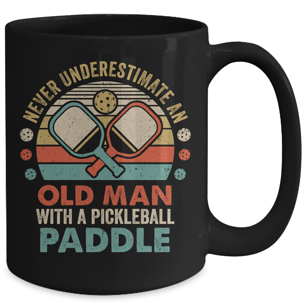 Never Underestimate Old Man With Pickleball Paddle Vintage Mug | siriusteestore