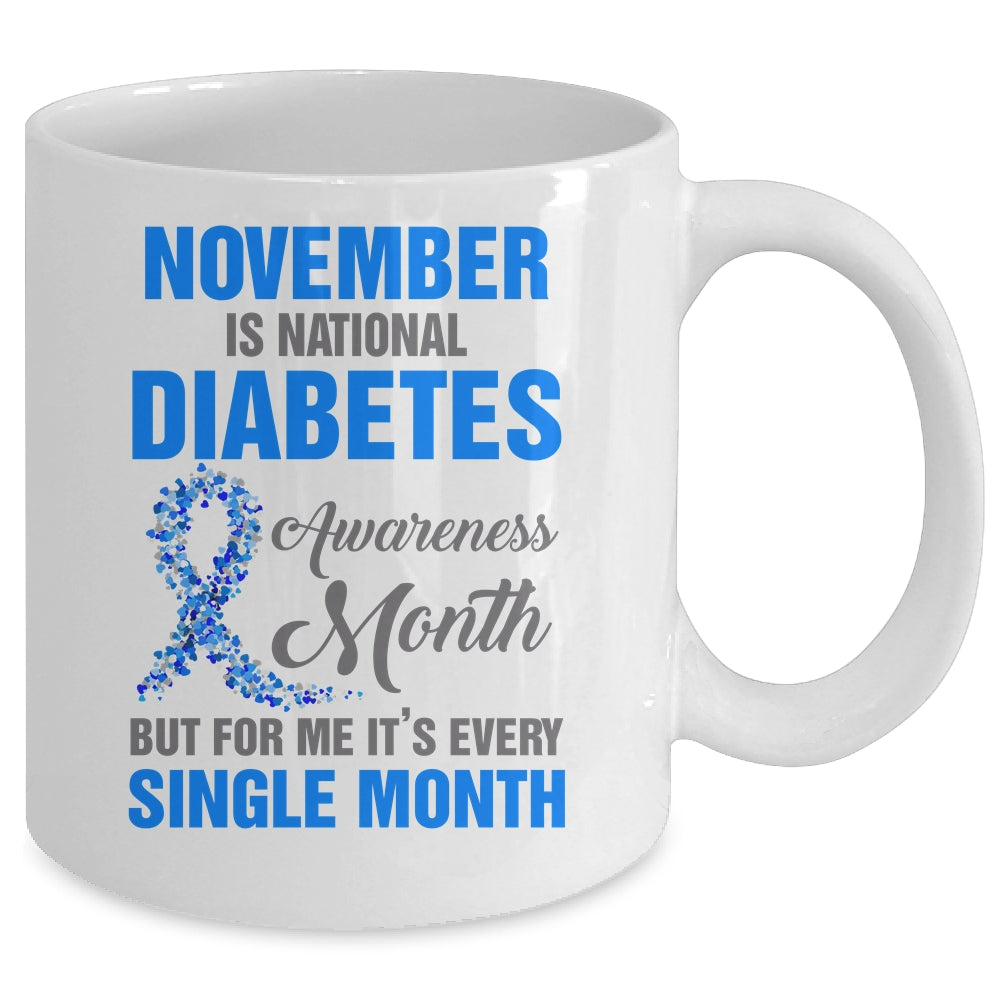 November Is Diabetes Awareness Month Diabetic Blue Ribbon Mug | siriusteestore