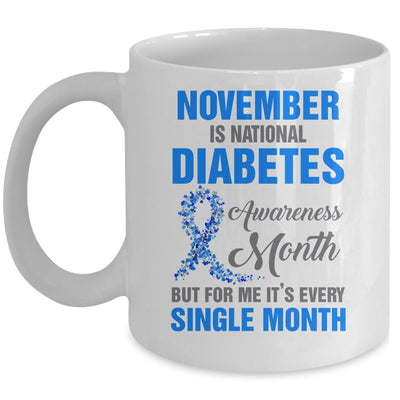 November Is Diabetes Awareness Month Diabetic Blue Ribbon Mug | siriusteestore