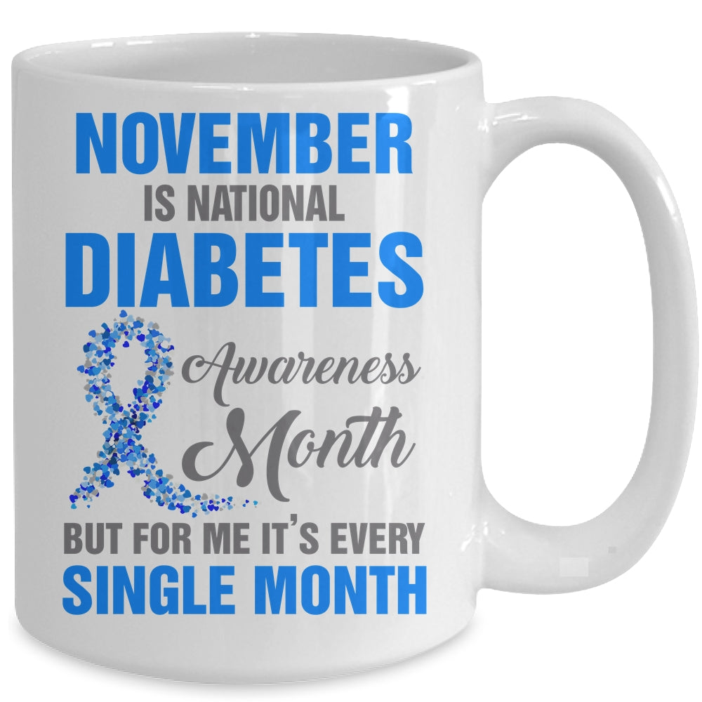 November Is Diabetes Awareness Month Diabetic Blue Ribbon Mug | siriusteestore