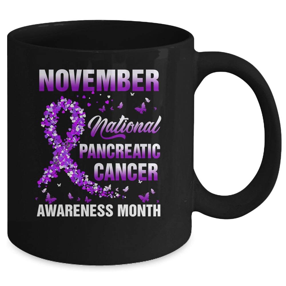 November Purple Ribbon Pancreatic Cancer Awareness Month Mug | siriusteestore