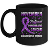November Purple Ribbon Pancreatic Cancer Awareness Month Mug | siriusteestore