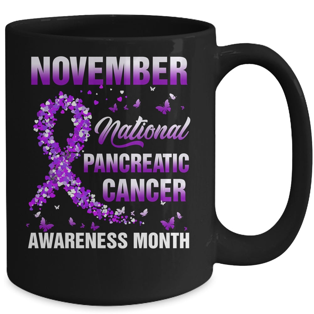 November Purple Ribbon Pancreatic Cancer Awareness Month Mug | siriusteestore