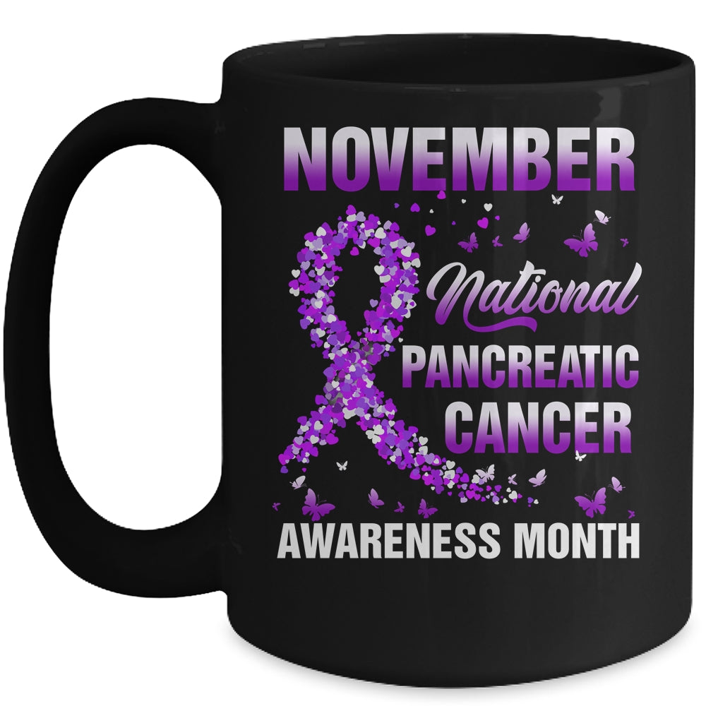 November Purple Ribbon Pancreatic Cancer Awareness Month Mug | siriusteestore