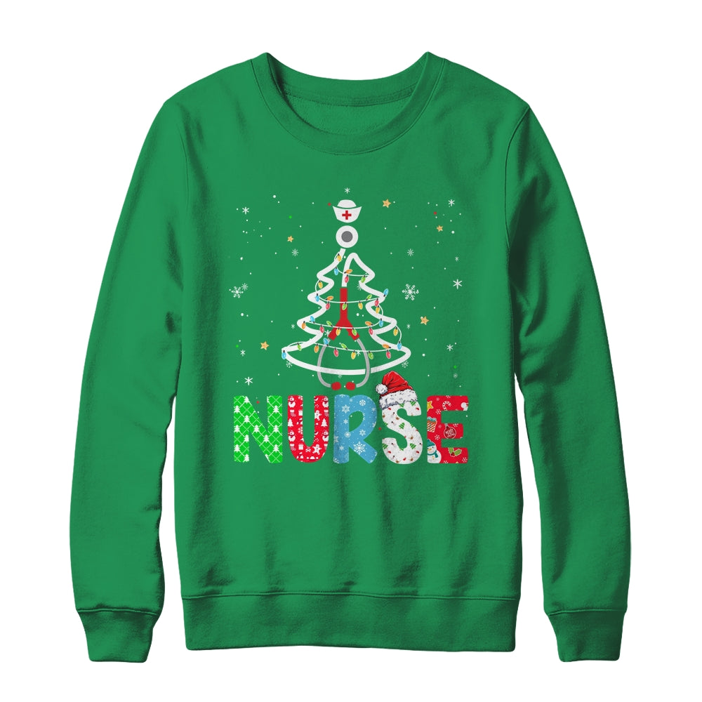 Nurse Christmas Tree Xmas Stethoscope RN LPN Nursing Shirt & Sweatshirt | siriusteestore