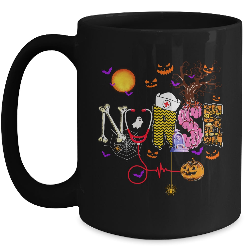 Nurse Funny Stethoscope Nurse Pumpkin Skull Lover Halloween Mug | siriusteestore