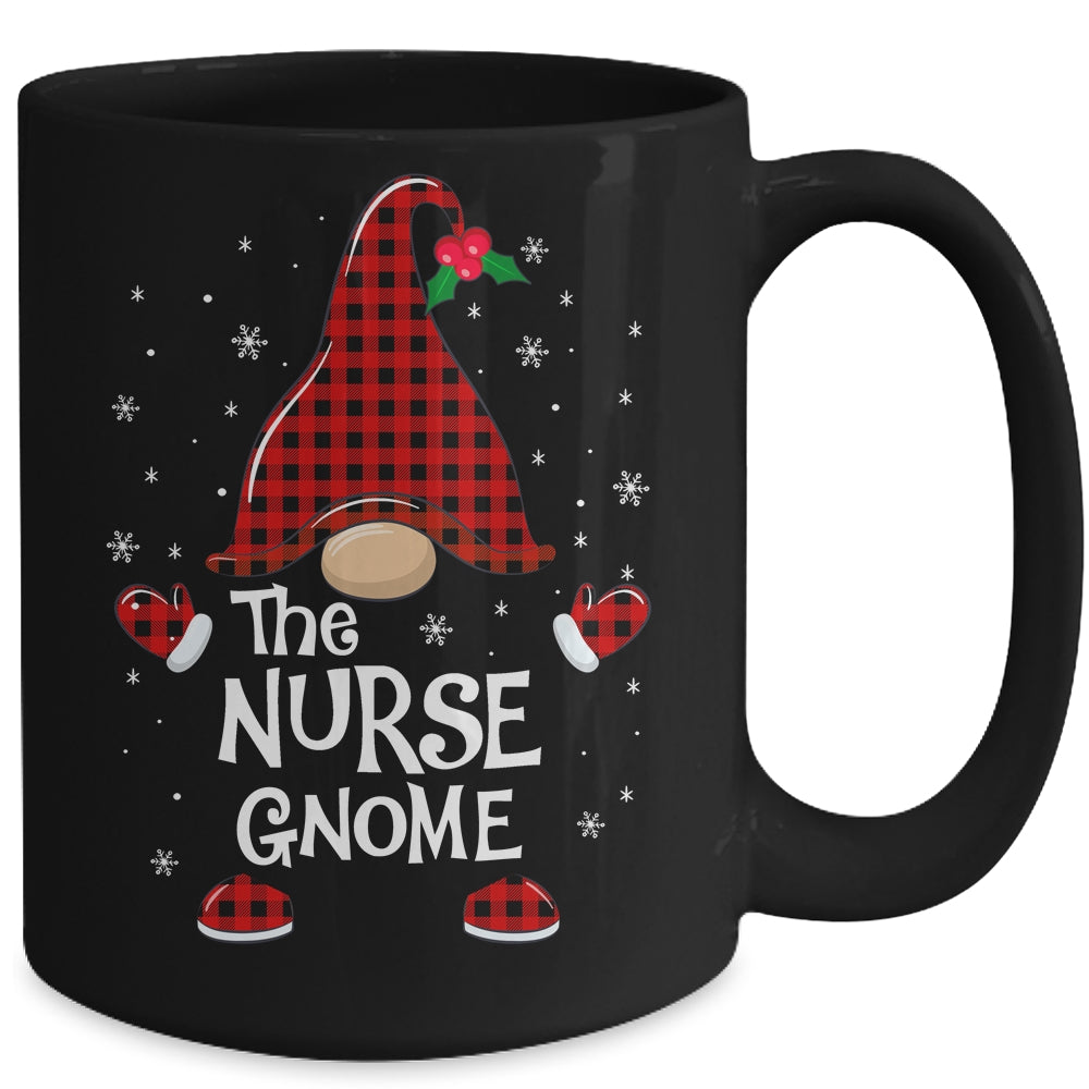 Nurse Gnome Buffalo Plaid Matching Christmas Pajama Gift Mug | siriusteestore