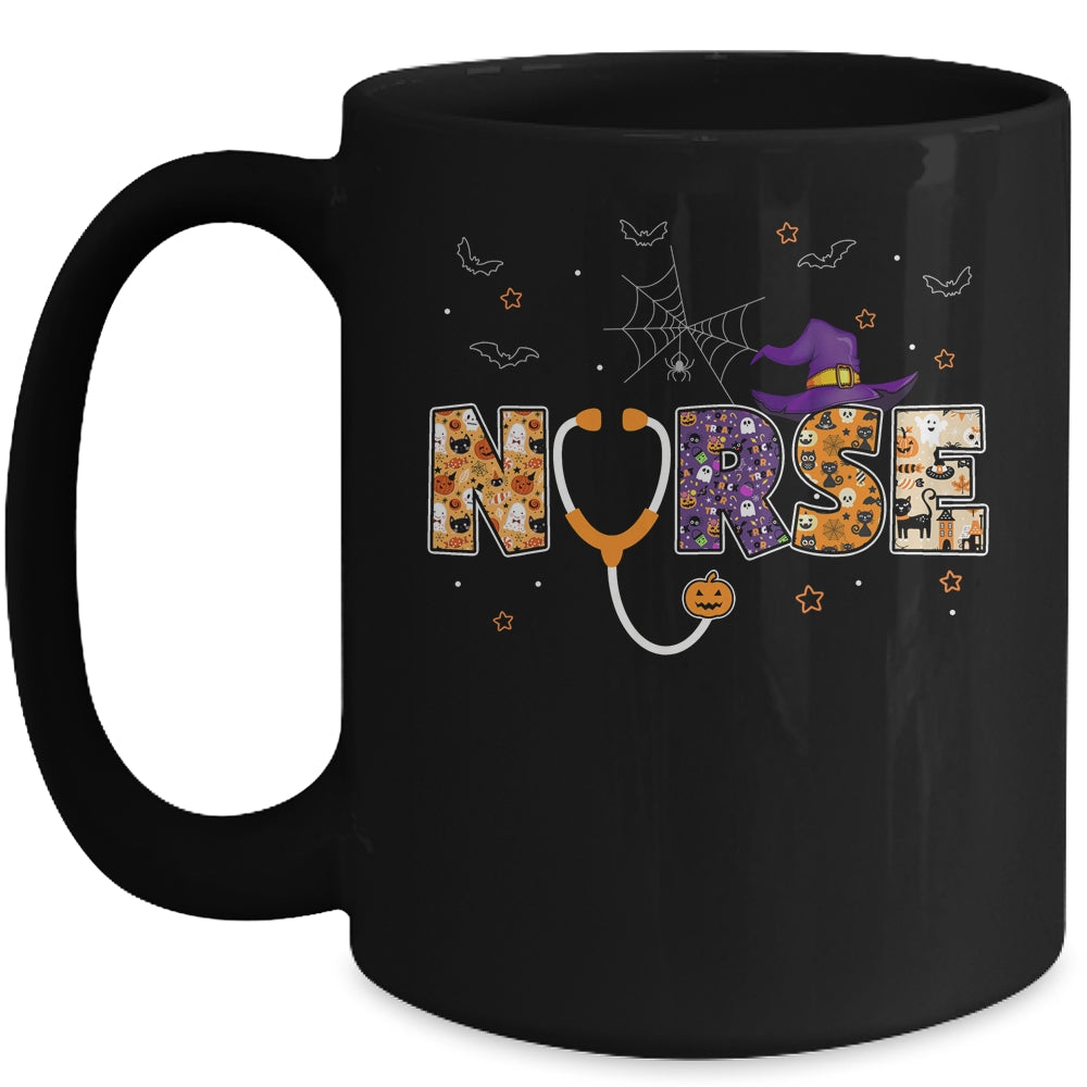 Nurse Halloween Gift With Pumpkin Boo Spider Witch Hat Mug | siriusteestore