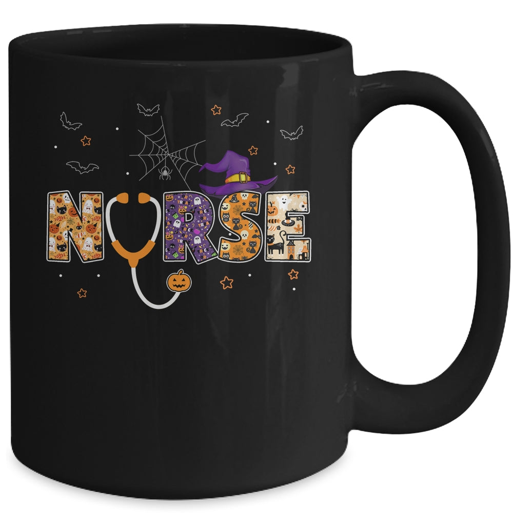 Nurse Halloween Gift With Pumpkin Boo Spider Witch Hat Mug | siriusteestore