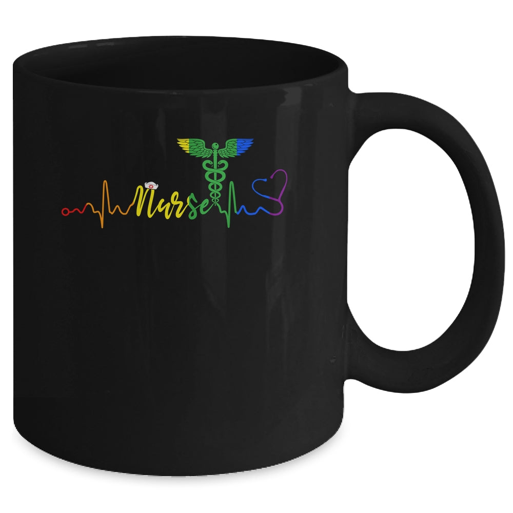 Nurse LGBTQ Gay Pride Rainbow Flag Registered Nursing Mug | siriusteestore