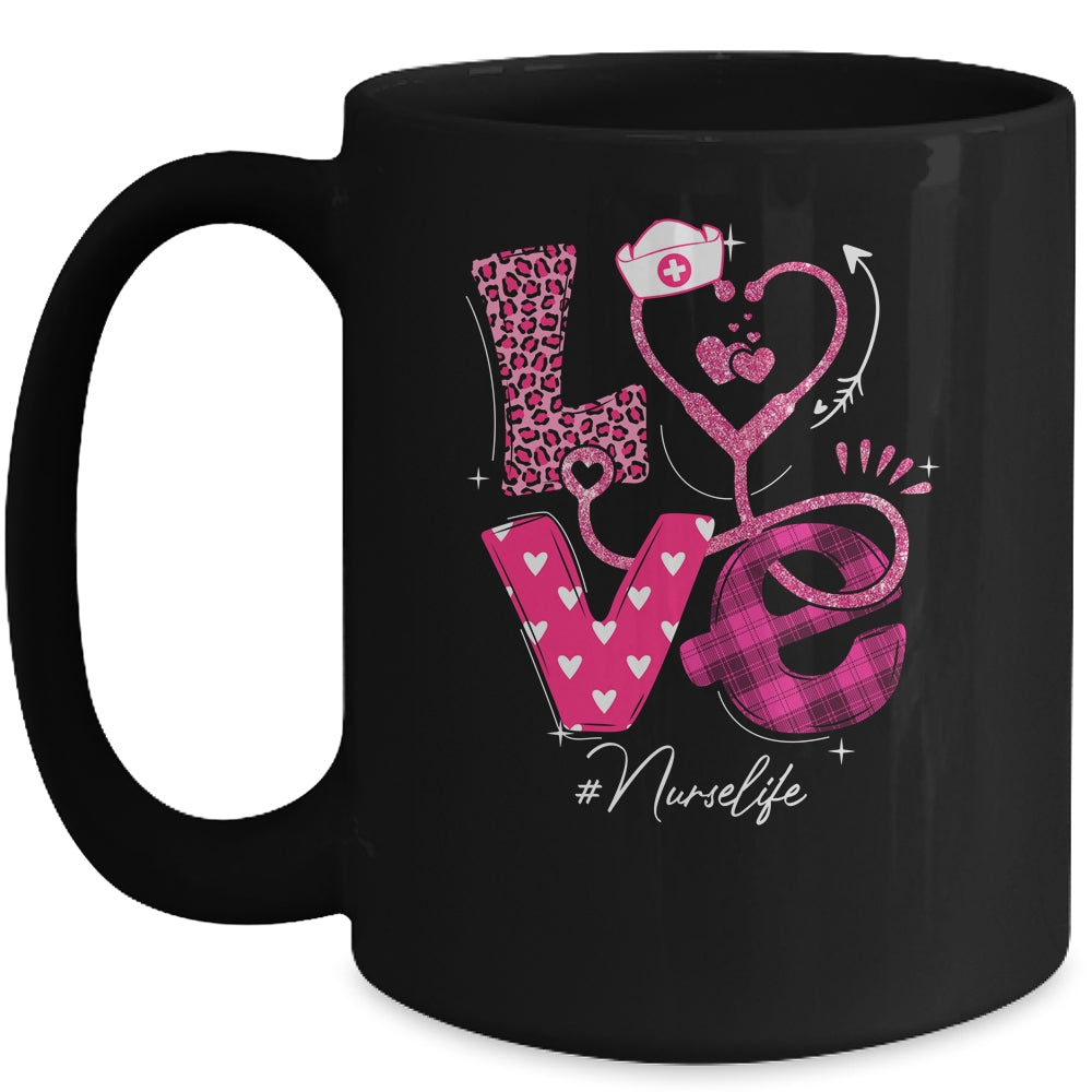 Nurse Life RN LPN CNA Healthcare Cheetah Heart Leopard Funny Mug | siriusteestore