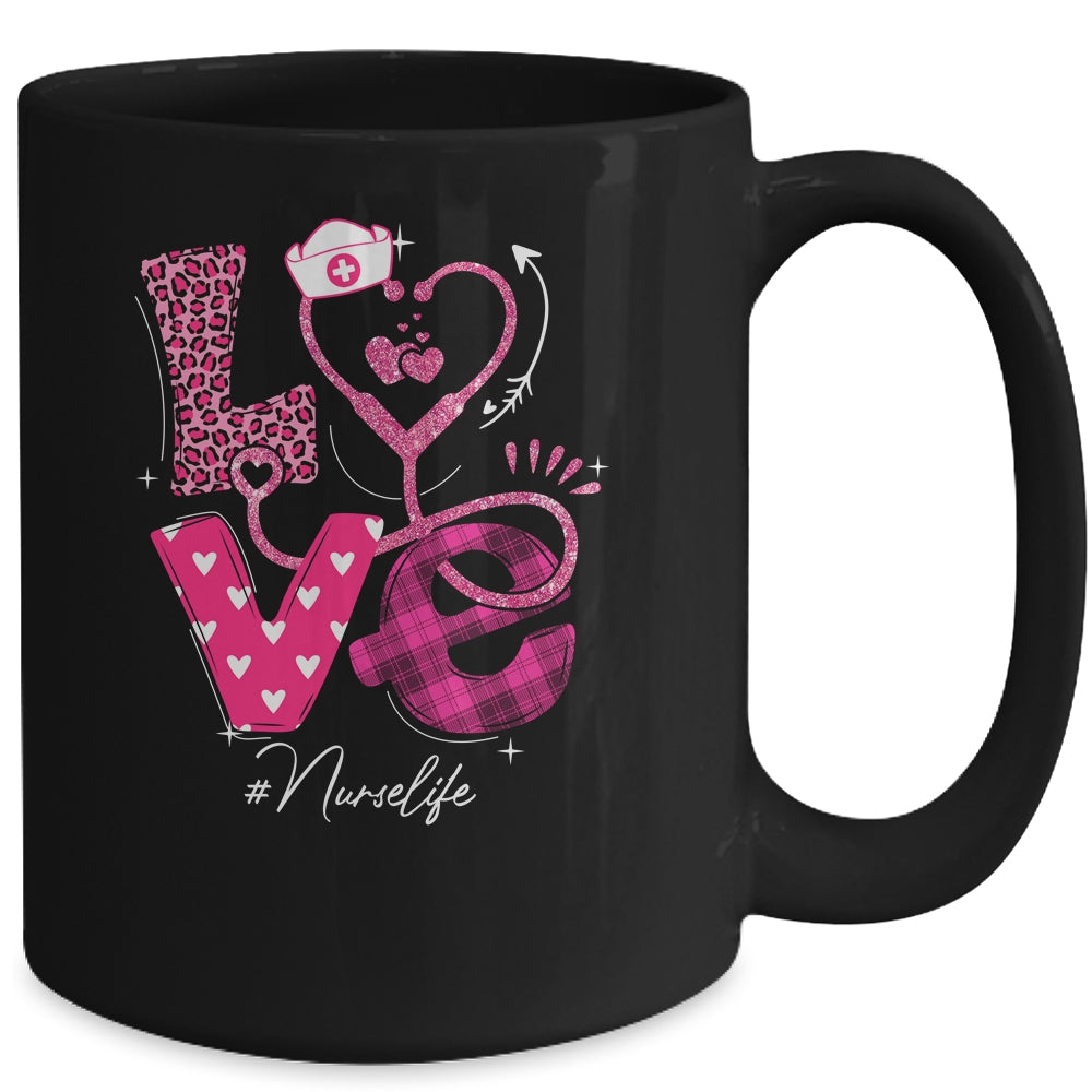 Nurse Life RN LPN CNA Healthcare Cheetah Heart Leopard Funny Mug | siriusteestore
