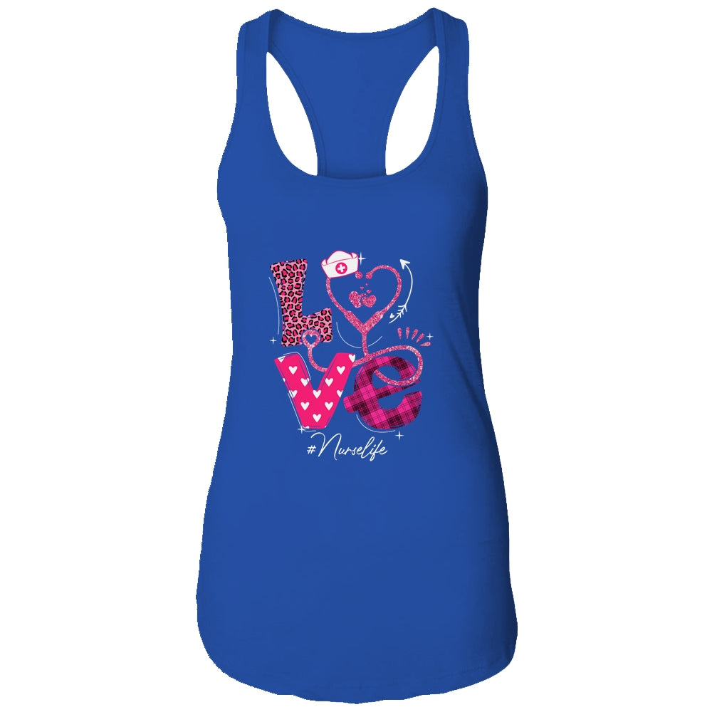 Nurse Life RN LPN CNA Healthcare Cheetah Heart Leopard Funny Shirt & Tank Top | siriusteestore