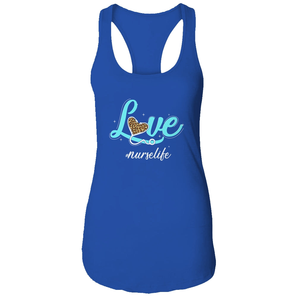 Nurse Life RN LPN CNA Healthcare Cheetah Heart Leopard Funny Shirt & Tank Top Shirt & Tank Top | siriusteestore