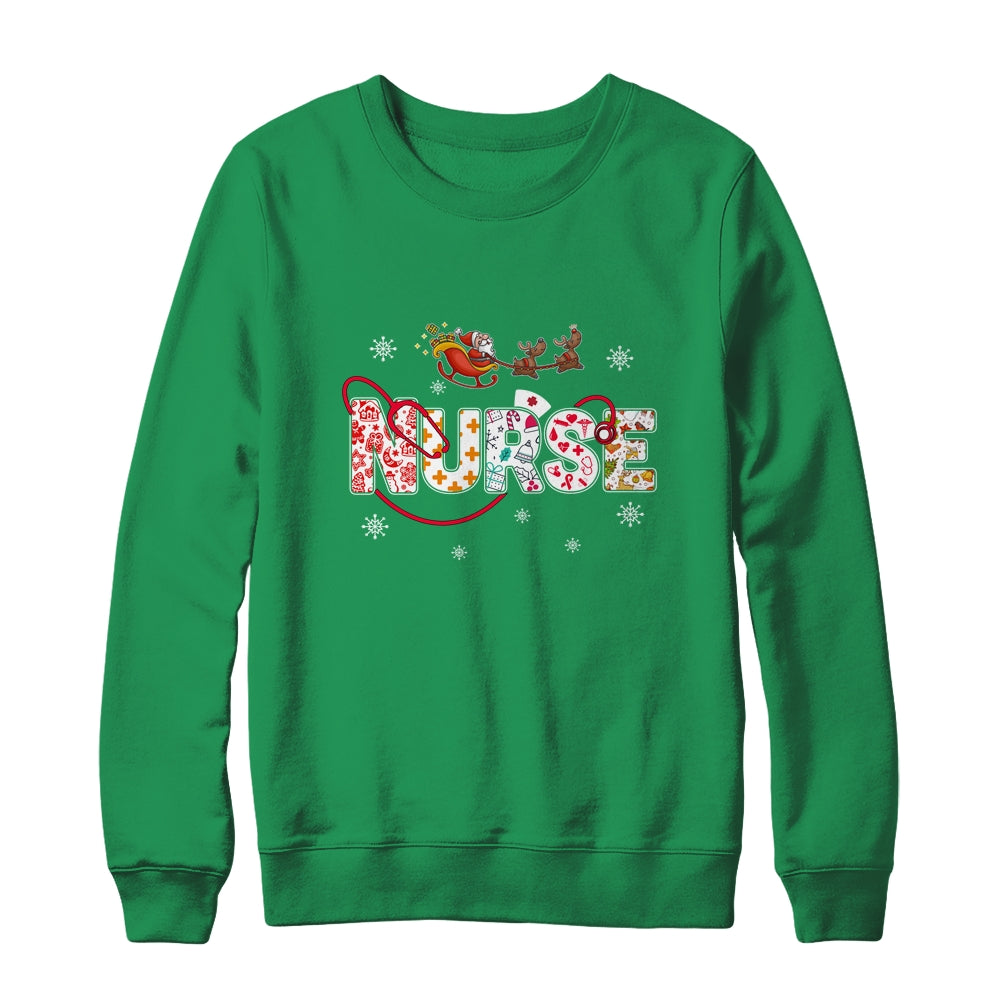 Nurse Stethoscope Christmas Tree Nursing Gift Shirt & Sweatshirt | siriusteestore