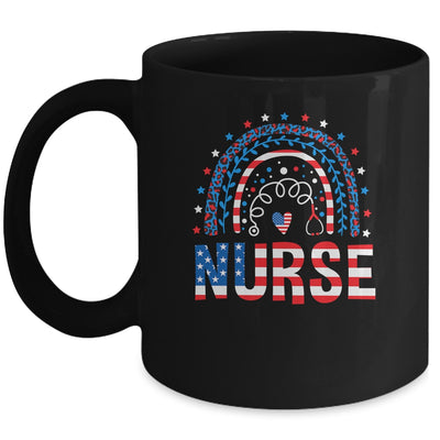 Nurse Stethoscope Rainbow Memorial Day 4th Of July Nursing Mug | siriusteestore