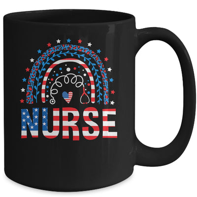 Nurse Stethoscope Rainbow Memorial Day 4th Of July Nursing Mug | siriusteestore