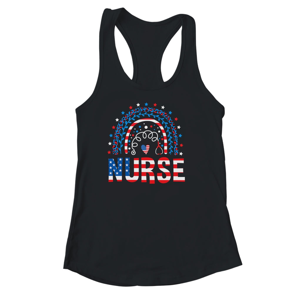 Nurse Stethoscope Rainbow Memorial Day 4th Of July Nursing Shirt & Tank Top | siriusteestore